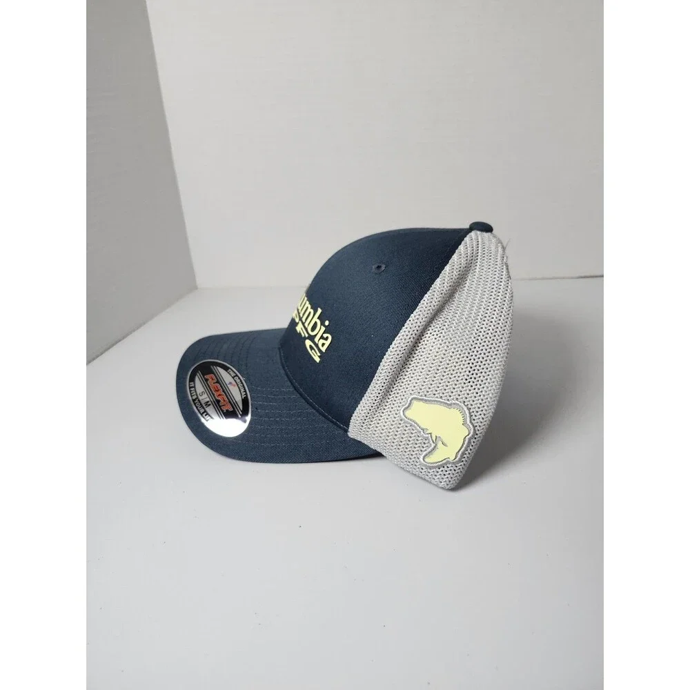 Columbia PFG Hat Cap Fitted Blue White Hiking Mesh Back Workwear Hiking Mens
